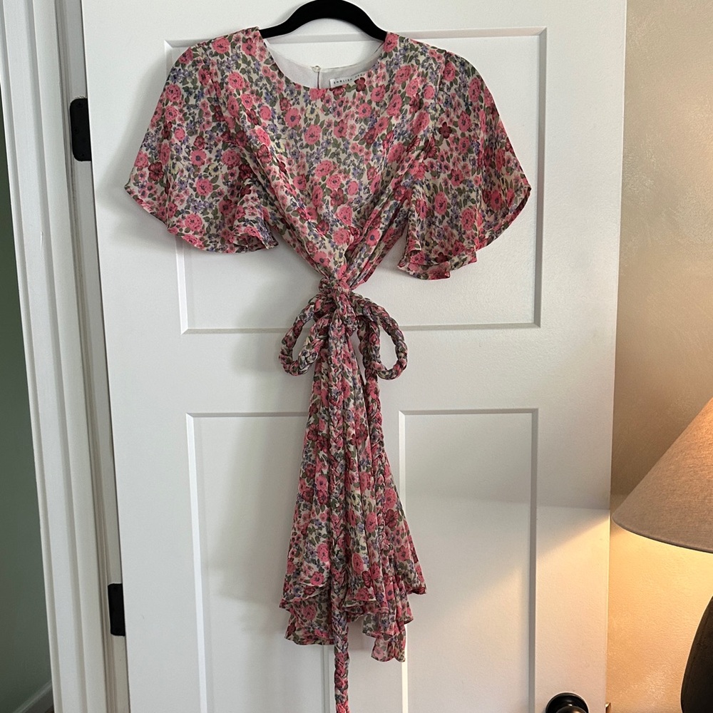 English Factory Pink Floral Mini Dress